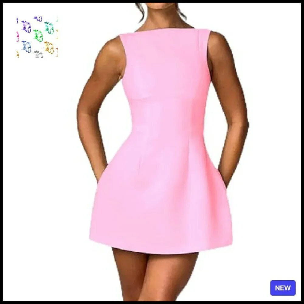 Backless Vest Mini Dress Sexy Slim Sleeveless Open Back Night Out Y2K